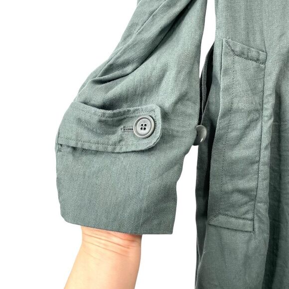 Madewell‎ Textural linen blend unlined Trench Coat Size XXS Architect Green - Picture 9 of 16
